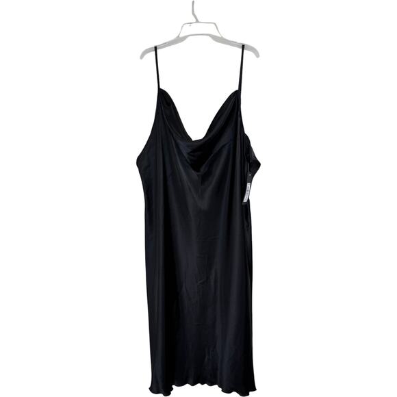 Bebe Dress 3X Black Slip Midi Cowl Neck Satin Style Plus Size Made in USA NWT - Picture 1 of 14